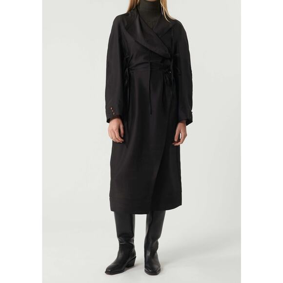 Soeur Susie Silk Kimono Belted Wrap Dress Black Small Luxury Lagenlook Designer - Picture 4 of 11